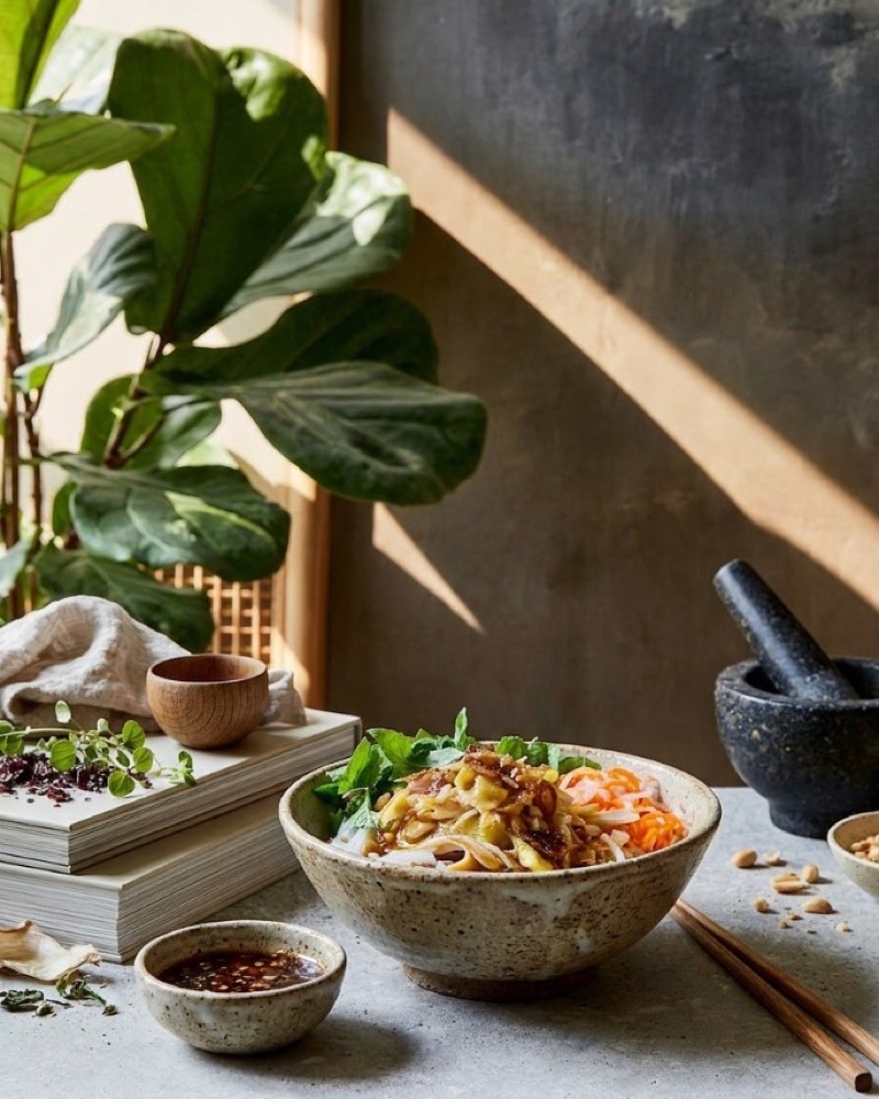 Pho Tron LAM, nouilles de riz, viande, herbes fraîches et pickles